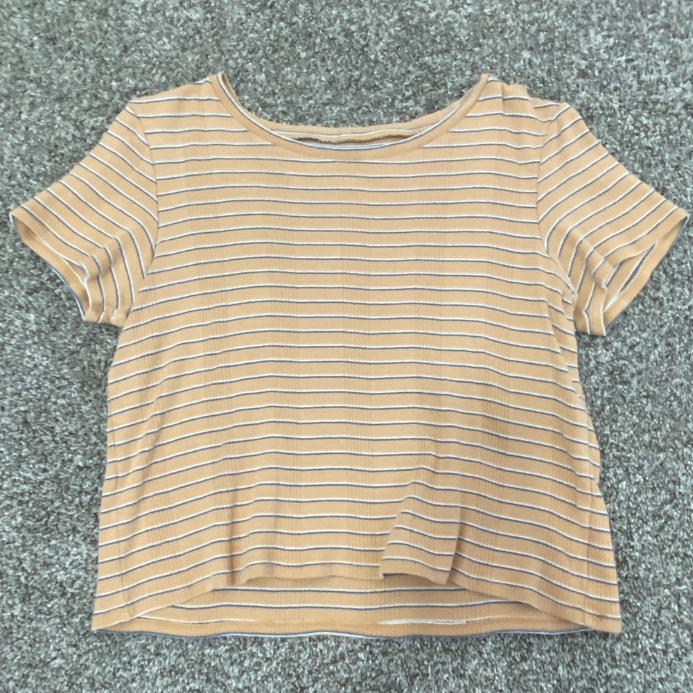 Medium American Eagle Yellow Blue Striped Tee
